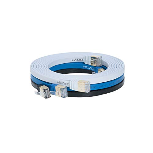 Cable CAT7 Ultra Plano de Alta Velocidad, 50 ft, Azul miniatura 2