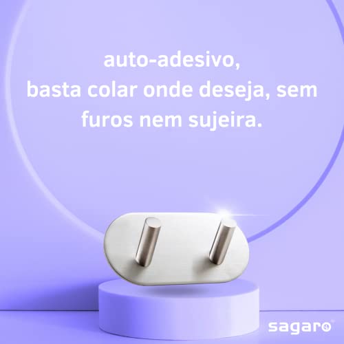 Gancho Adesivo de Inox para Parede ideal para Banheiro Cozinha Quarto (Gancho Duplo)