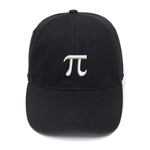 L8502-LXYB Pi Math Symbol Embroidered Mens Baseball Cap Cotton Washed Baseball Hat (Black)
