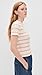 Vince Women's Striped Short Sleeve Crew, Oat Shell Combo, X-Large