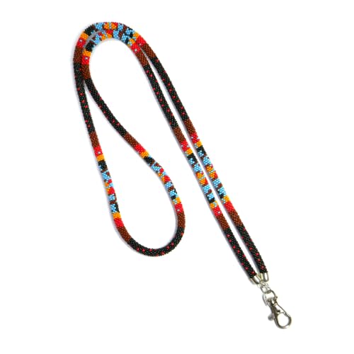 buybeaded brown multi crochet beaded badge holder