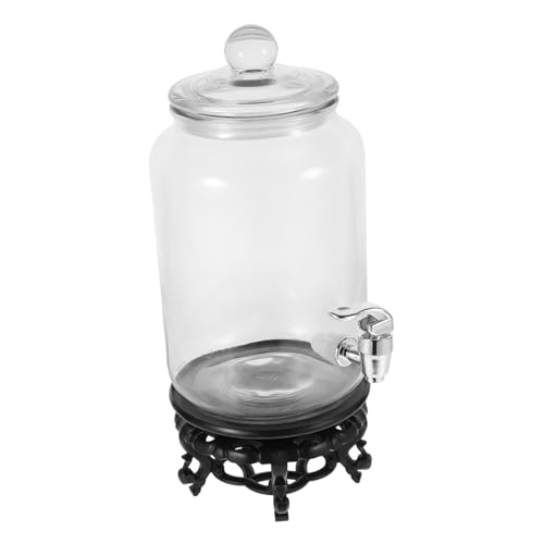 Ciieeo 1set Transparent Glass Wine Bottle Base and Faucet Beverage Holder for Convenient Drink Dispensing Design Non- Base for Wine Making and Parties