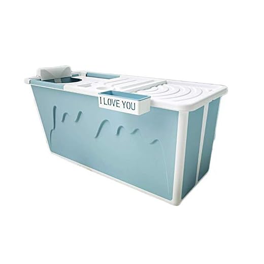 MY1MEY Bañera portátil para Adultos, bañera Plegable, bañera para niños domésticos, TPE + PP, con Cubierta Aislante multifunción, diseño de Orificio de Drenaje,120x53x43cm (Color: Azul)