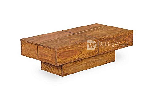 Image of DRIFTINGWOOD Sheesham Wood Tv Stand /Coffee Table for Living Room | with 2 Drawers and Storage | Natural Honey Finish