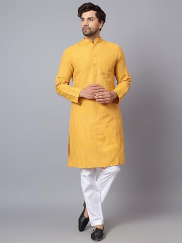 Image of LATEST CHIKAN Men's Cotton Long Kurta Full Sleeves - Casual Ethnic Wear