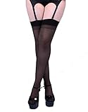 GLAMORY Damen Strapsstrümpfe Perfect 20 DEN, Schwarz (Schwarz), Large (Herstellergröße: L-(44-46))