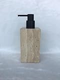 Weniii Marble Soap Dispenser Italian Imported Real Stone Hand Liquid Pump Bottle for Bathroom Countertop for Refillable Shampoo Laundry Dish Soap Lotion Dispenser (Champagne) 2.8x2.8x7.2 (DALISHI-01)