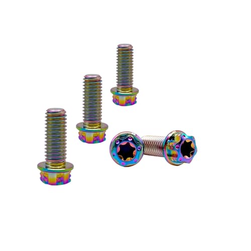 Image of RISON Titanium Bolts M10*1.25 * 25 Torx Titanium Bolts for Motorcycles Hex Head Dual Drive Rainbow Titanium Flange Bolt Pack of 5