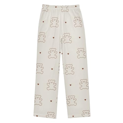 Cute Bear Line Boys Pants Boys Athletic Pants Long Pant for Boywith Pockets Wide-Leg Size 6-14Y