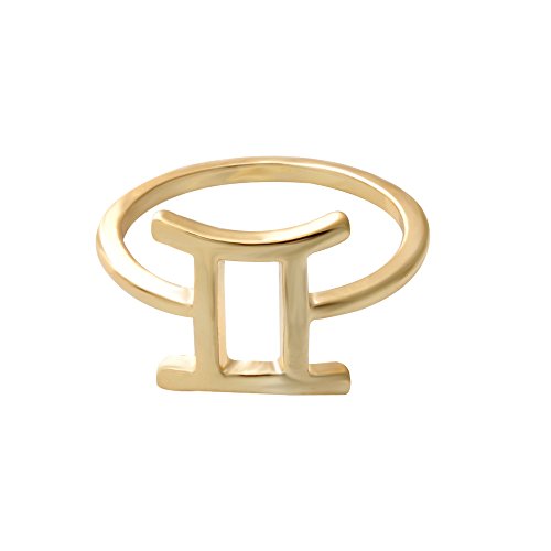 SENFAI 12 Zodiac Sign Constellation Finger Ring Horoscope Astrology Disc Ring(Gemini 1)