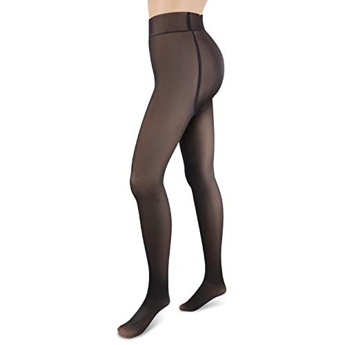 1 Piece Warm Pantyhose for Women Thermal Lined Leggings Stretch No Fleece Leggings Fake Sheer Tights for Girl Ladies Girlfriend Wife (80g)