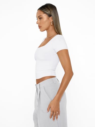 AUTOMET Womens Short Sleeve T Shirts Double Lined Square Neck Going Out Crop Tops Summer Cute Clothes Basics Tees3