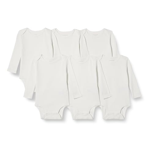 Amazon Essentials Unisex Baby Langärmelige Bodys, 6er-Pack, Weiß, 24 Monate