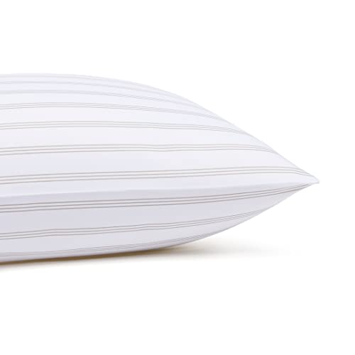 Amazon Basics Lightweight Super Soft Easy Care Microfiber 4 Piece Bed Sheet Set with 14-Inch Deep Pockets, Queen, Taupe Stripe, Striped