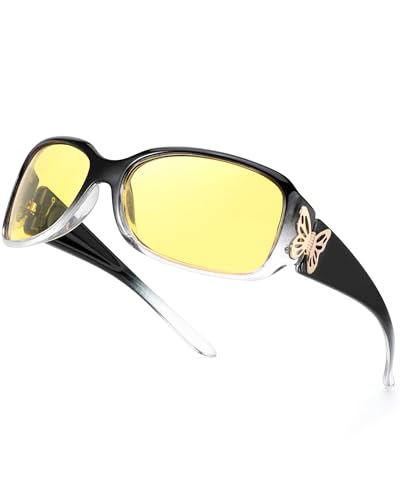 FIMILU Night Driving Glasses for Women Polarized Night Vision Glasses Trendy Butterfly Decor Fashion Accessories