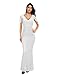 Women's V Neck Sequin Formal Evening Dress Tassel Bead Sleeve Mermaid Long Gown 1920S Party Maxi Military Dress (Silver, L)