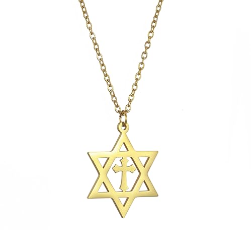 Collier étoile de David pour femme, amulette religieuse anti-ternissement en acier