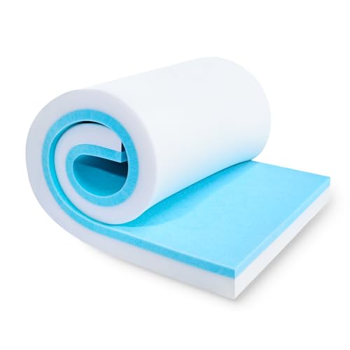 Upholstery Foam, 72" x 24" x 3" High Density Gel Memory Foam Padding Couch Cushion Support, Cut to Size Foam Replacement Pad for Sofa Sag Support