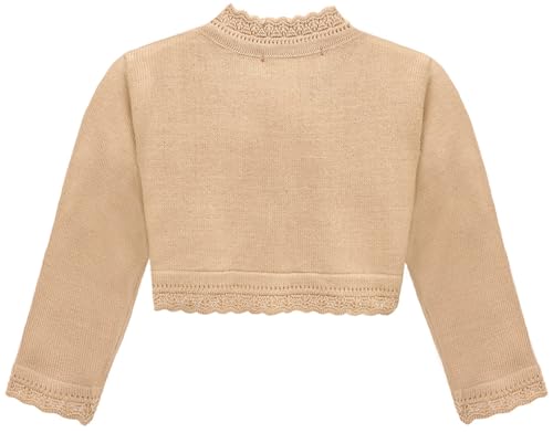 Lilax Baby Girls' Knit Long Sleeve Button Closure Bolero Cardigan Shrug (9-12 Months, Camel)