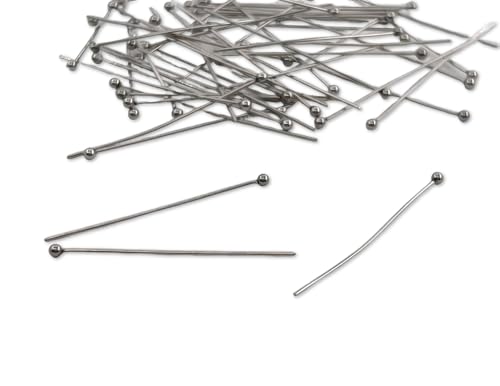 「玉p35E」 約100本入り 玉ピン サージカルステンレス 丸ピン 35mm sus316 アクセサリー パーツ 金属アレルギー対応 ニッケルフリー ピアス金具 ステンレス ピン (ステンレス シルバー, 35mm)