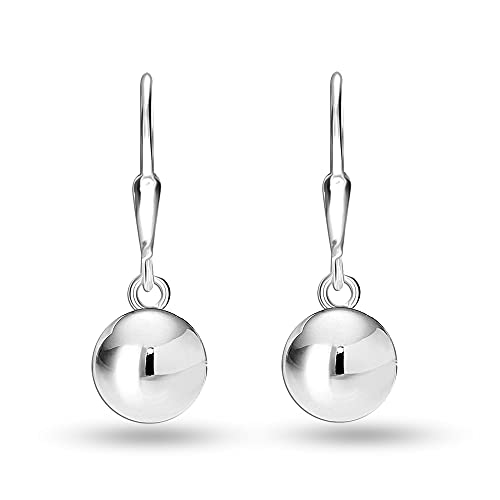 Lecalla Sterling Silver Jewelry Light-Weight Dangle Ball Drop Leverback Earrings For Women 8Mm #TOP1