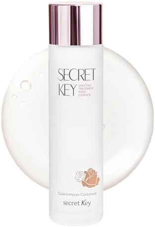 SECRETKEY Starting Rose Essence Toner, Galactomyces Ferment with Rose Water for Radiance Glass Skin, Hydrating Essence, Helps Improve Uneven Skin Tone, Korean Skin Care Essence (5.07 Fl Oz / 150ml)