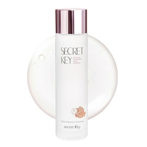 SECRETKEY Starting Rose Essence Toner Galactomyces Ferment with Rose Water for Radiance Glass Skin Hydrating Essence Helps Improve Uneven Skin Tone Korean Skin Care Essence (5.07 Fl Oz / 150ml)