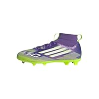 adidas F50 League Mid Firm Multi Ground Football Boots Kids, Purple Rush/Cloud White/Lucid Lemon, 2 UK Child