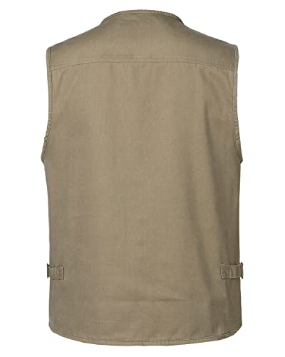 Image of Mens Gilet Waistcoat Safari Multi Pocket Fishing Hunting Hiking Vest Waistcoat Jacket Breathable Photography Top