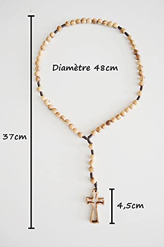 AMPALS,Rosenkranz aus Olivenholz, handgemacht in Jerusalem,Rosenkranz in der Kraftpapierbox mit,Kruzifix,GeschenkTaufe,Kommunion,Christliche Feiertage,Geburt,Geburtstag,Geburtstag,Autoschutz,Haus