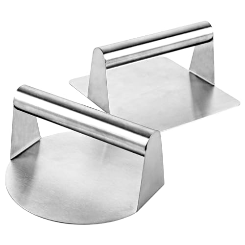 YAYODS 2 Stück Burgerpresse Edelstahl - 15 cm Smash Burgerpresse - Burger Smasher Spülmaschine Möglich (Rund und Quadrat)