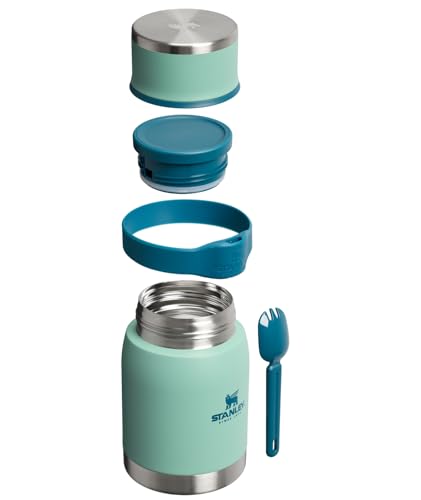 Image of STANLEY Adventure To-Go Food Jar and Spork 24 oz | Vacuum Insulated Food Container | Wide Mouth Screw On Lid | Packable for Travel | Stainless Steel with Leakproof Lid | BPA-Free | Spring Green