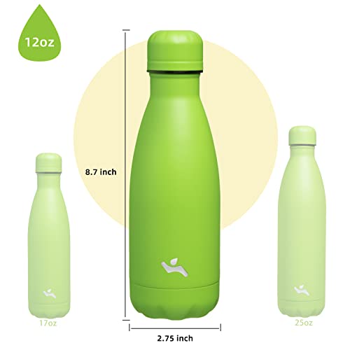 Image of Konokyo Insulated Water Bottles,12 oz Double Wall Stainless Steel Vacumm Metal Flask for Sports Travel,Green