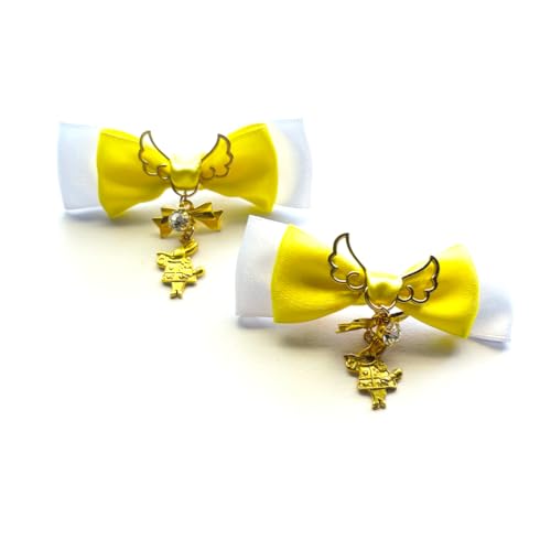 (小野寺屋/ペンギンランド)【ヘアクリップ/左右2個セット】ミニミニアリスのウサギの音楽隊【 ロリータ ゆめかわいい ゴスロリ ヘアクリップ ヘアピン ヘアアクセサリー コスプレ 量産型 地雷系】 (レモンイエロー×ホワイト)