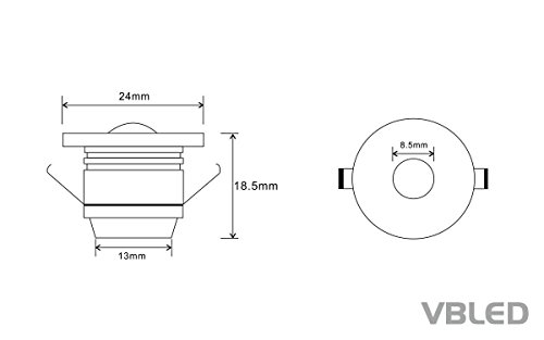 VBLED Mini faretto da incasso a LED, in alluminio