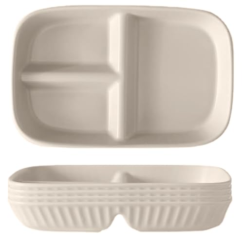 Image of Reusable & Unbreakable Food Tray for Parties, Family Gatherings, and Holidays Dinner Dishes Great for Sushi, Snacks, Cake, Meat & Appetizers, Cake Fruits Salad Cupcake (Beige, Pack of 4)