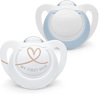 NUK Star Newborn Baby Dummy | 0-2 Months | BPA-Free Silicone Soothers | Blue | 2 Count