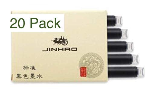 Jinhao x750 Fountain Pen 0.5mm Medium-Fine Nib Ink Pens (20pk-BLACK-Cartridges)