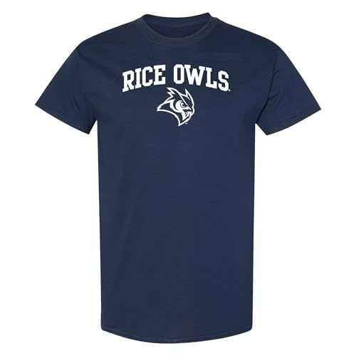 UGP Campus Apparel - AS1008 - Rice Owls Arch Logo - Sports Team T Shirt - Small - Navy