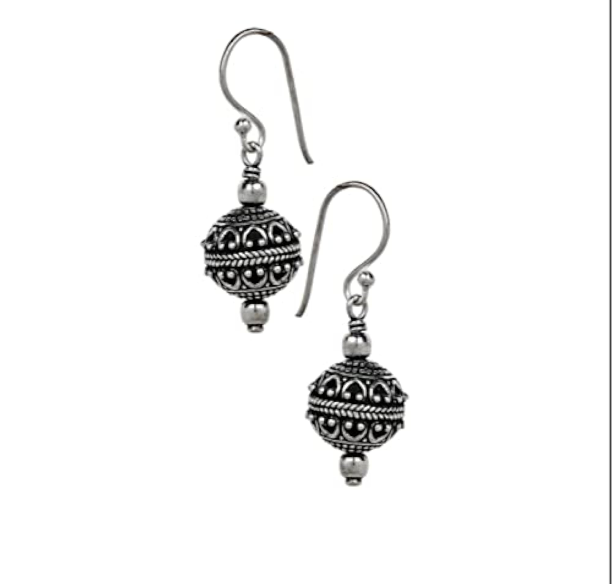 Women's Silver Ball Earrings with Rawa Work