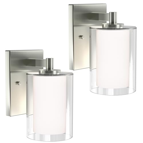 Wall Sconces Set of Two: Bathroom Sconce of 2, Silver