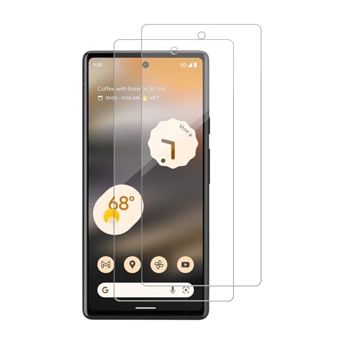 Heenjer 2 Pack for Google Pixel 6a (6.1) Screen Protector Tempered-Glass Micro-curved Edges Case Friendly Bubble Free HD Clear Easy Installation