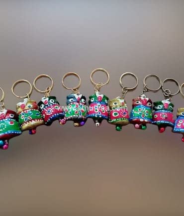 KPH Rajasthani Traditional Handmade Owl Multi Color Synthetic Hand Crafted Owl Key Chains Key Ring | Keychain Set of 5 Pieces-picture-19
