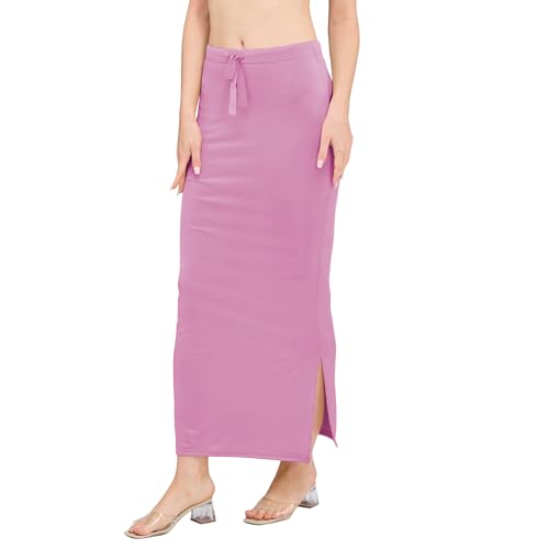 Image of DESI GIRL Satin Shimmer Stretchable Saree Shapewear Petticoat with Drawstring for Women | Mermaid fit Saree Petticoat with Side Slit for Easy Movement | Saree Shaper | Long inskirt