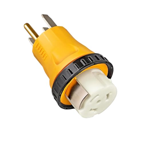 Riloer Shore Power Adapter, 1-Pack NEMA 14-50P to SS2-50R RV Generator Adapter, 50A Male to 50A Female 4 Prong Locking Connector, Compatible with Household 50Amp Inlet Boxes