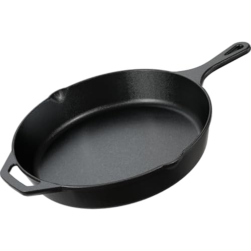 KICHLY 30.5 cm Pre-Seasoned Cast Iron Skillet Frying Pan with 2 Handles for Ease of use, Induction Compatible Cookware for Indoor & Outdoor Use (12 Inch, 30.5 cm, Cast Iron Pan, Induction Compatible)