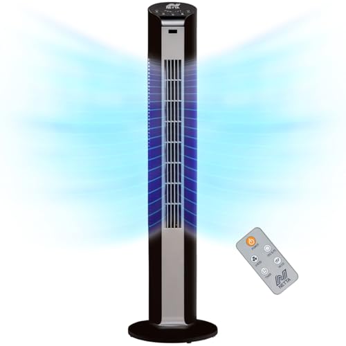 NETTA Ventilador de torre con control remoto, oscilante de 32 pulgadas, 3 ajustes de velocidad con temporizador de 7 horas, ventilador de piso sin aspas para dormitorio, sala de estar, cocina, oficina