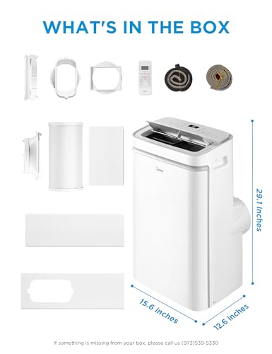 Image of Midea 14,000 BTU ASHRAE (10,000 BTU SACC) Portable Air Conditioner, Cools up to 450 Sq.Ft., with Dehumidifier & Fan mode, Control with Remote, Amazon Alexa & Google Assistant, Easy-to-use and Install