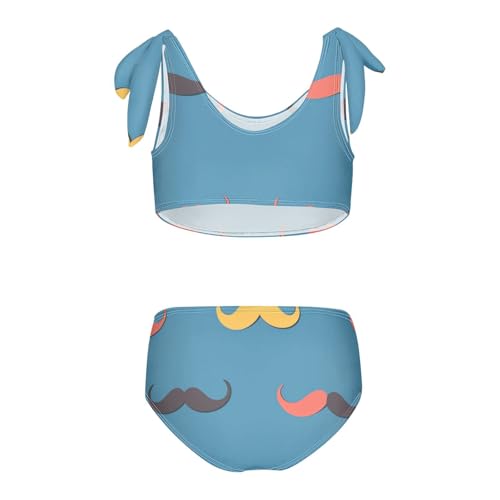 KLL Art Decor Mustache Pattern Retro Happy Fathers Day Girls' 2 Pieces Bikini Set Scoop Neck Swimsuits Swimwear Adjustable2