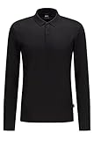 Manga larga BOSS Polo de manga larga para hombre Paschal 07 Slim Fit de algodón mercerizado con cuello estructurado., Negro , S